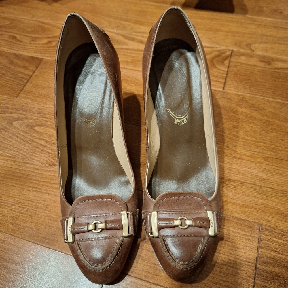 Tod’s “Jodie Morsetto” Brown Leather Pumps - Women’s Size 36